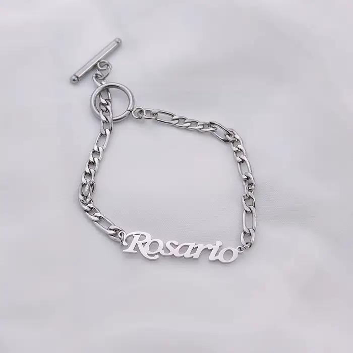 Bracelet personnalisé avec nom pour femme, or, acier inoxydable, bracelets de couple, lettres pour bracelet OT Structure