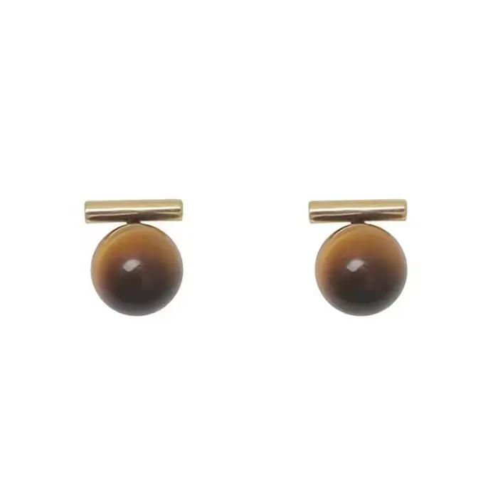 Maillard Design-Boucles d'oreilles rondes en pierre d'oeil de tigre pour filles gothiques, pendentif minimaliste, nouveaux accessoires, bijoux à la mode, 2023