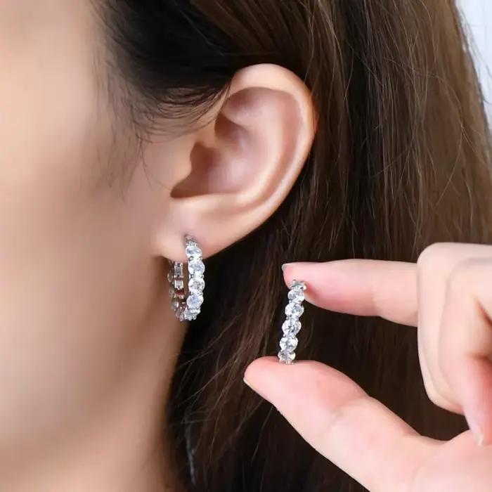 M-JAJA Moissanite boucles d'oreilles pour femmes 18K plaqué or blanc 925 en argent Sterling diamant boucle d'oreille de mariage bijoux à la mode