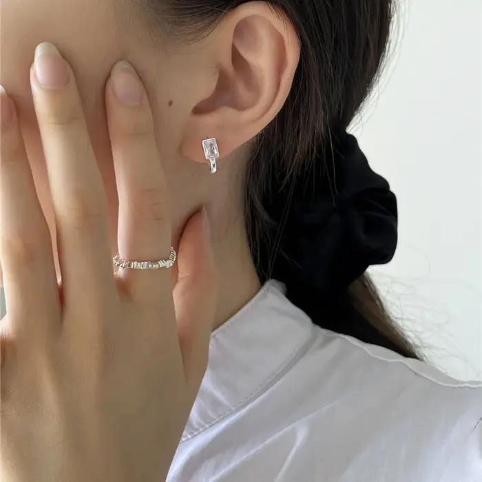 XIYANIKE minimaliste géométrique blanc Zircon boucles d'oreilles pour femmes fille mode coréenne nouveaux bijoux dames