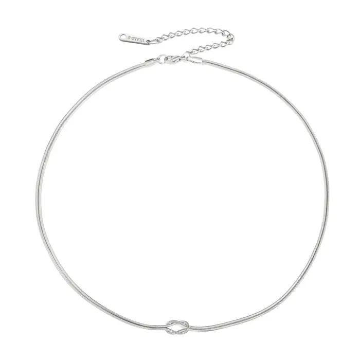 Skyrim – collier Double chaîne serpent pour femmes, nœud d'amour, en acier inoxydable, couleur or, m
