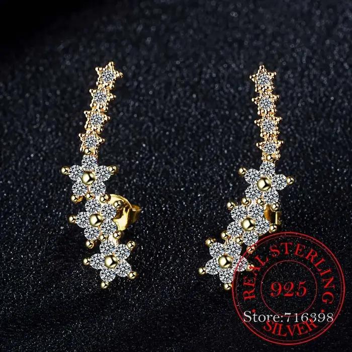Boucles d'oreilles étoile en cristal en argent Sterling 925 pour femmes, cadeau de fête, bijoux hypoallergéniques en argent Sterling