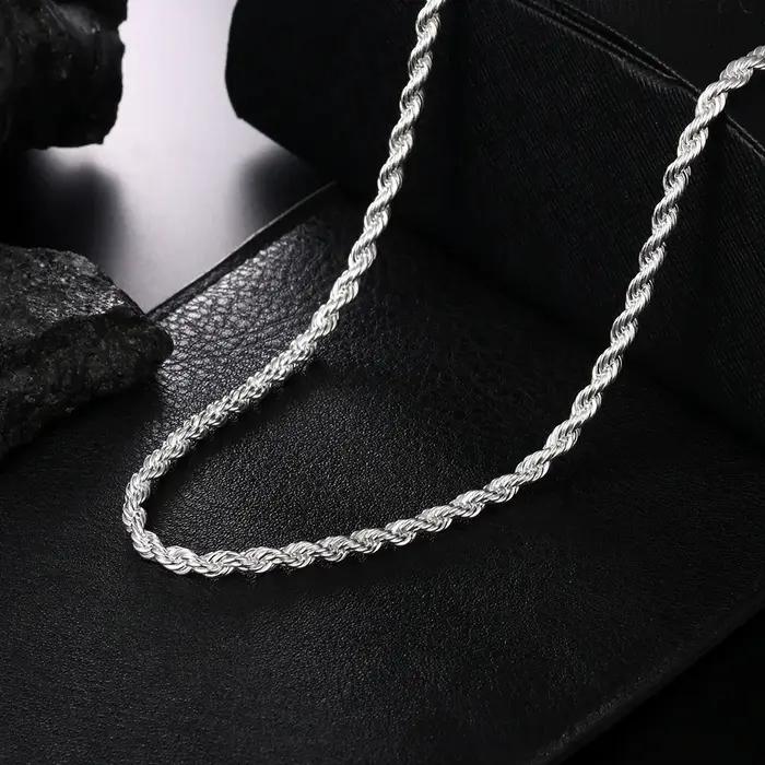 Colliers en Argent Sterling 925 Chaînes et Colliers Charmes Chauds Fine 4mm Bijoux Occasions Spéciales Fête Mariage Cadeaux Vacances