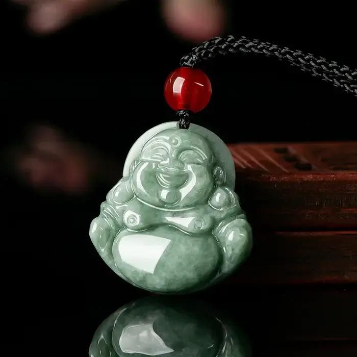 Jade birman Maitreya pendentif accessoires véritable émeraude concepteur collier jadéite naturel ver