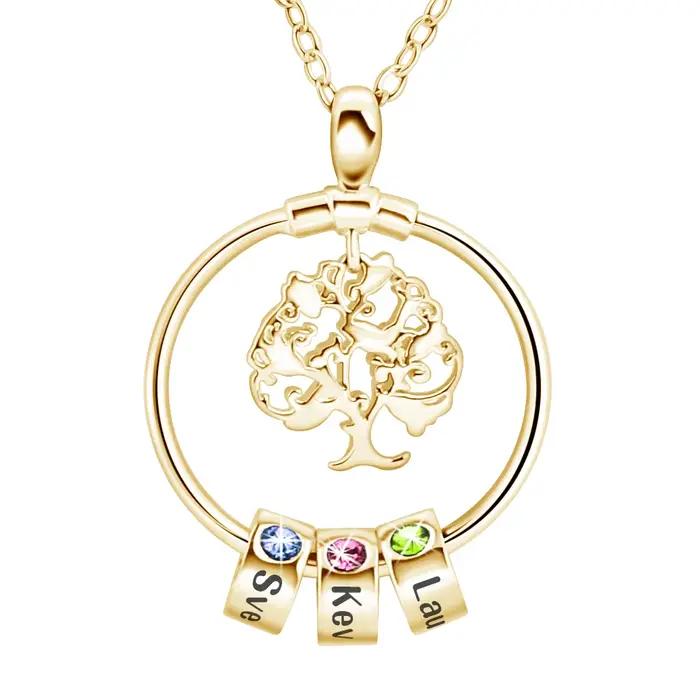 Collier personnalisé avec noms de famille et pierre de naissance pour la fête des mères cadeau unique bijou familial occasions spéciales