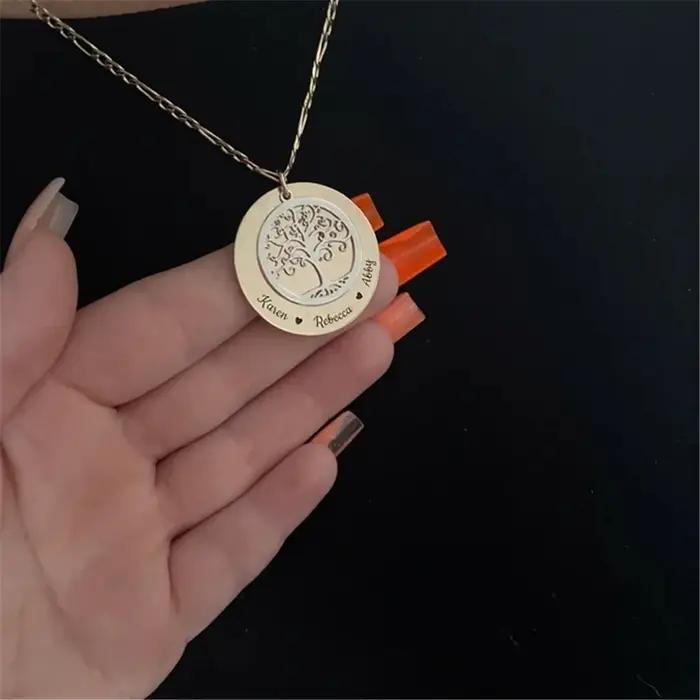 Collier personnalisé avec noms de famille pour femme, acier inoxydable, pendentif nom personnalisé,