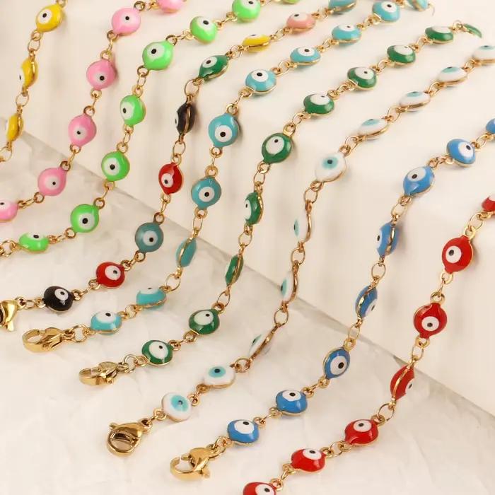 Collier en acier inoxydable 316L couleur or chaîne colorée bijou de mode punk pour femmes occasions spéciales