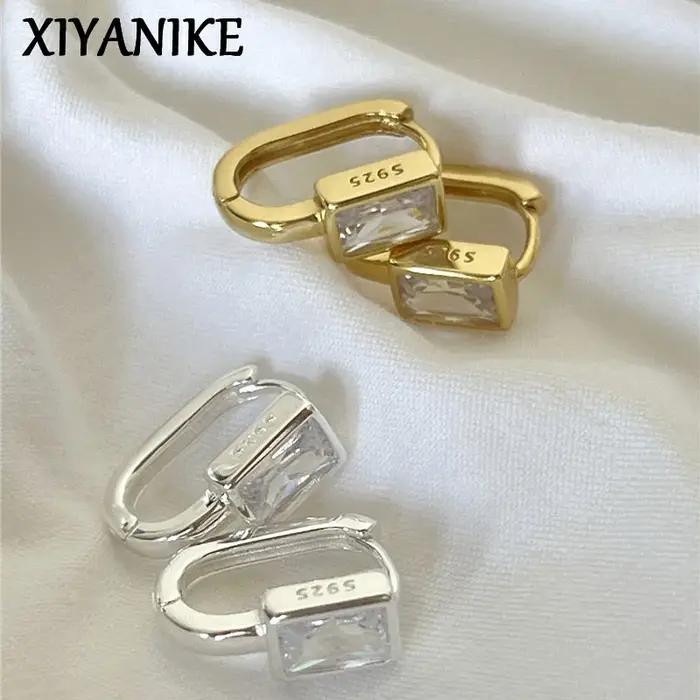 XIYANIKE minimaliste géométrique blanc Zircon boucles d'oreilles pour femmes fille mode coréenne nouveaux bijoux dames