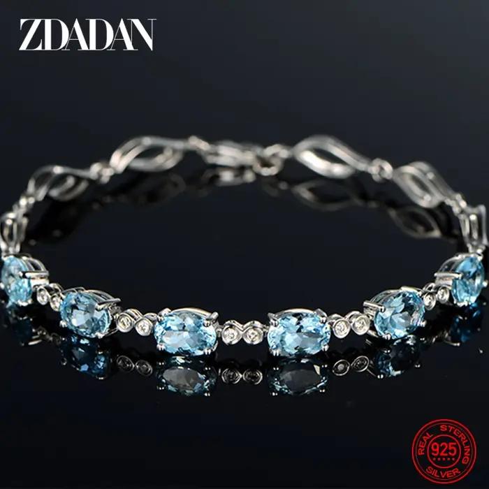 ZDADAN – Bracelet aigue-marine en argent Sterling 925