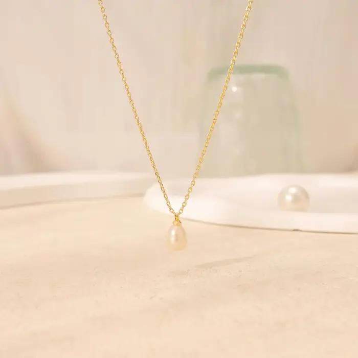 Collier de perles plaqué or 14 carats pour femmes