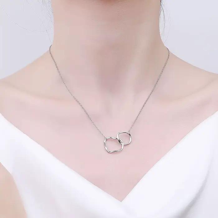 Collier en argent pour femmes en forme de cercle plaqué or, chaîne O tendance, ras du cou, cadeau de noël, bijoux fins