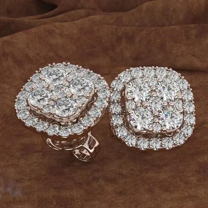 Boucles d'oreilles en or 14K serties de diamants et de pierres précieuses naturelles pour femmes, bijoux de luxe bohèmes pour occasions spéciales et cadeaux de fête