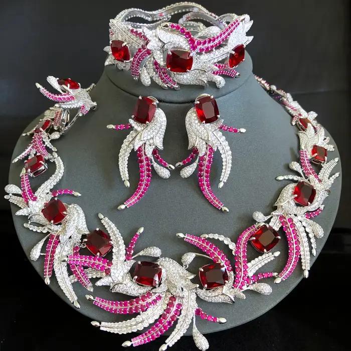 Ensemble de bijoux Missvikki en plaqué platine avec zircone cubique pour mariage nigérian et occasions spéciales femmes