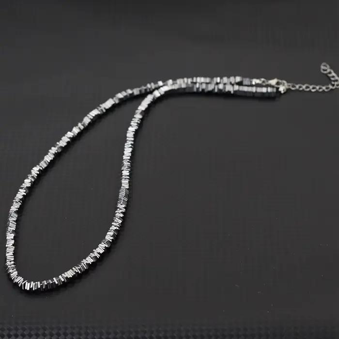 Collier de perles en pierre d'hématite exquise pour hommes, 4 Styles, couleur argent or, 19 pouces, collier court, bijoux, accessoires de loisirs de richesse