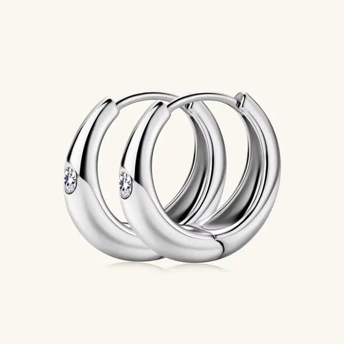 Boucles d'oreilles exclusives en argent sterling S925 avec moissanite, design minimaliste, luxe léger, haut de gamme, design unique, bijoux de tous les jours, cadeau pour femme