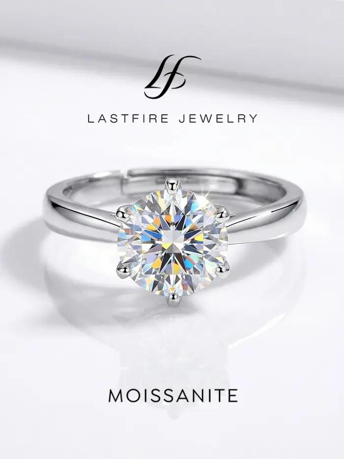 Bague de fiançailles et de mariage en moissanite véritable 0