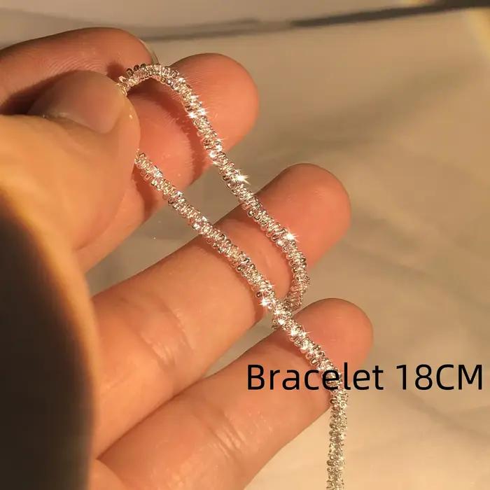 Collier en argent Sterling S925 authentique, clavicule scintillante de 2mm, chaîne de pull, bijoux à