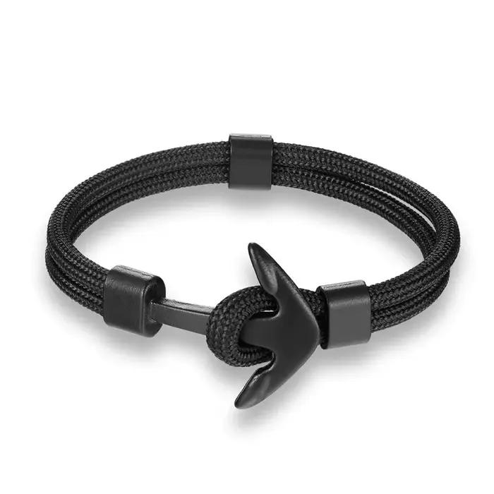 Nouvelle mode tissé multicouche noir ancre Bracelets hommes espoir ancre Bracelet Pulsera marine mai
