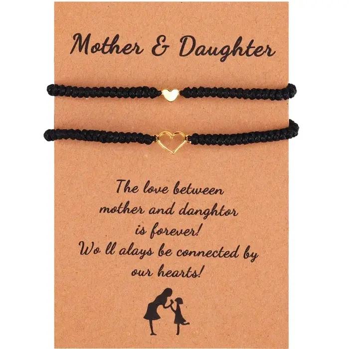 Cadeaux pour maman fille coeur correspondant Bracelets tressé corde Bracelet pour mère