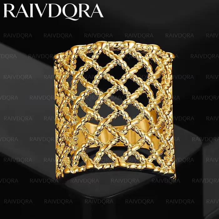 Bague en maille tissée plaquée or 18 carats pour femmes et hommes, bijoux à la mode, charme, cadeaux