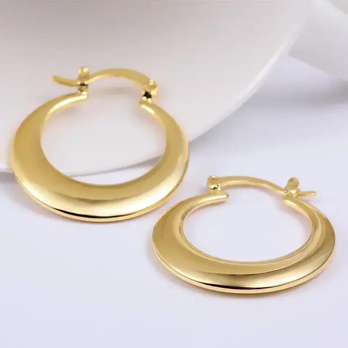 Boucles d'oreilles rondes en argent Sterling 925 plaquées or 18 carats pour femmes occasions spéciales élégantes et certifiées