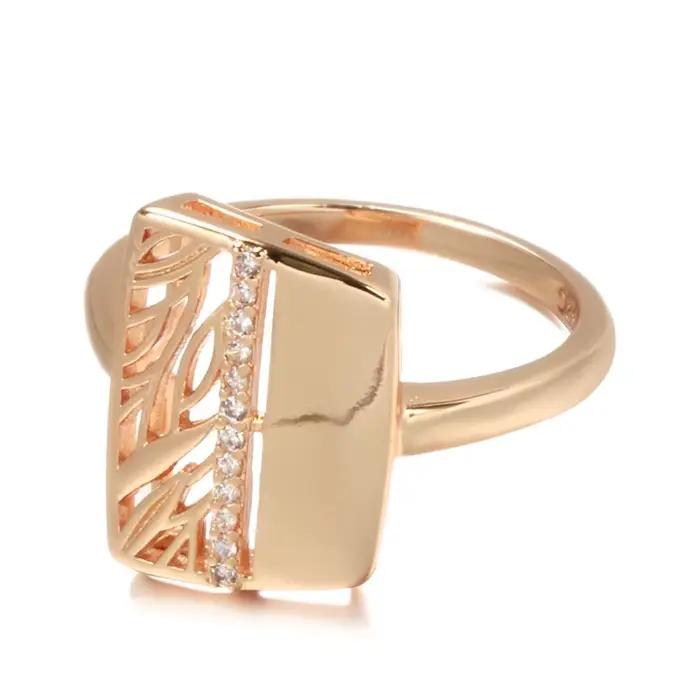 Bague de luxe brillante en or rose 585 pour femme, bijou de mariage vintage à la mode, avec zirconium blanc, carré, pour occasions spéciales