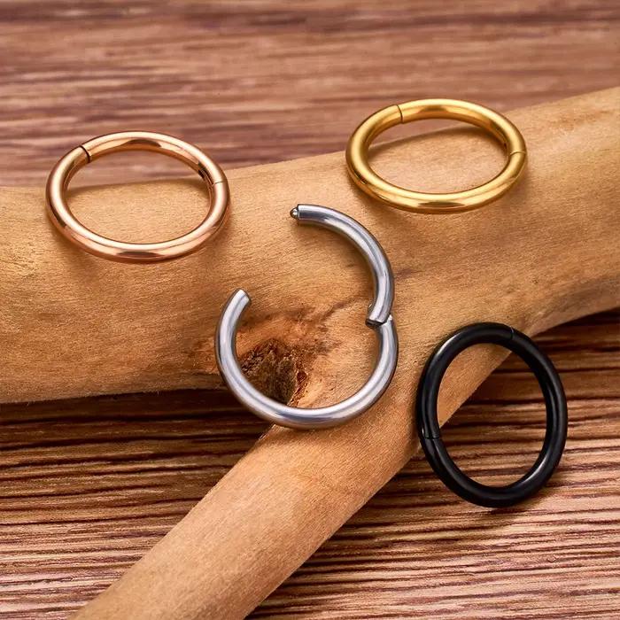 Lot de 10/50 anneaux de nez en titane G23 pour femme, bijoux de piercing, boucles d'oreilles rondes,