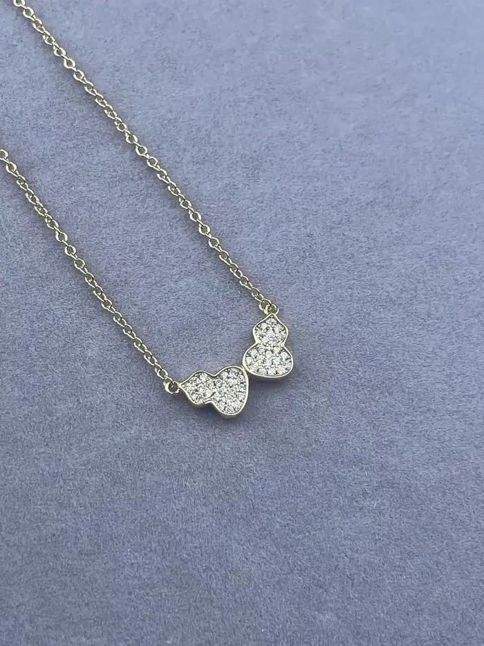 Collier pendentif double gourde de luxe de style français pour femmes, en coquillage et pierres de cristal colorées, bijoux de mode pour l'Europe et l'Amérique
