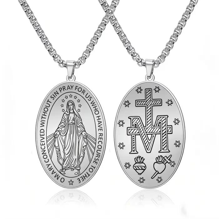 Collier Vierge Marie fait main, pendentif catholique, charme de la Sainte Mère, bijou religieux, cad