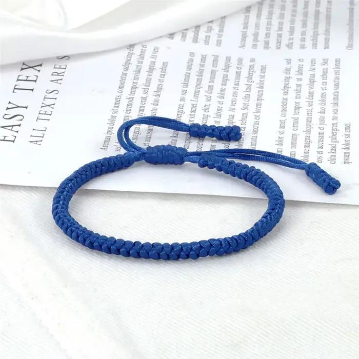 Bracelet à nœuds en corde bleue pour femmes, porte-bonheur tressé à la main, bouddhiste tibétain, réglable, bijoux à la mode, cadeau