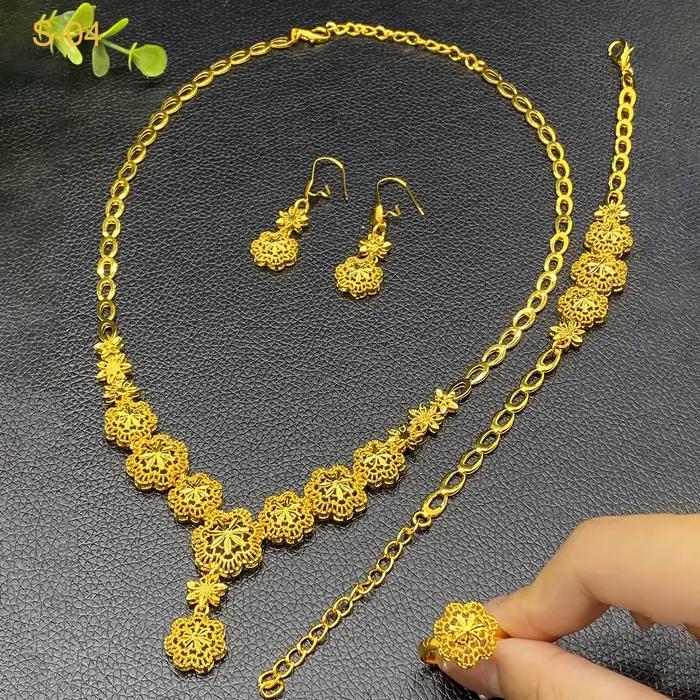 Ensemble de bijoux de luxe en plaqué or 24 carats pour mariage et cérémonies bohèmes femmes occasions spéciales