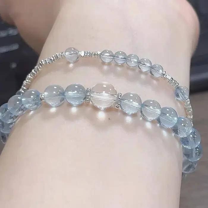 Bracelet aigue-marine en cristal d'argent cassé