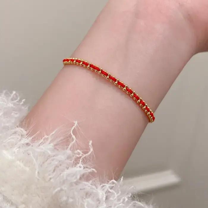 Bracelet plaqué or 18 carats vintage pour femmes avec corde tissée et chaîne de maillons pour occasions spéciales