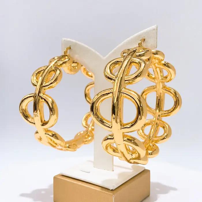 Boucles d'oreilles de luxe en forme de cercles ronds pour femmes, percées, galvanisées, fantaisie, grande boucle d'oreille pour fête, livraison gratuite