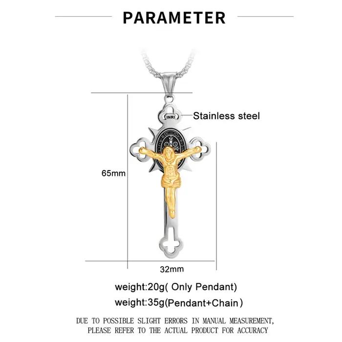 Collier pendentif croix dorée gothique classique pour hommes et femmes