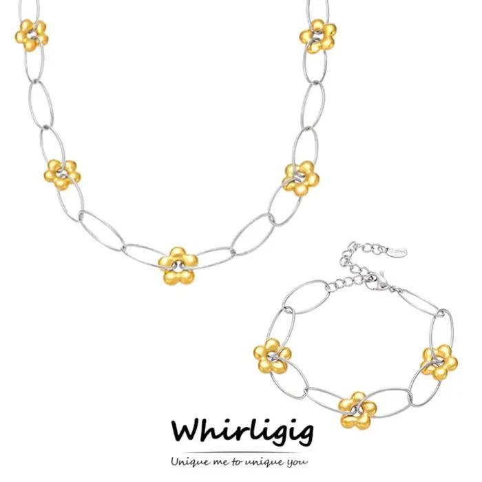 Bracelet-collier en acier inoxydable plaqué or 18 carats pour femmes résistants aux intempéries et durables pour toutes les occasions