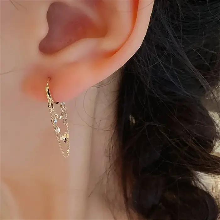 Boucles d'oreilles à pampilles en argent Sterling 925 véritable plaqué or 18 carats pour femmes