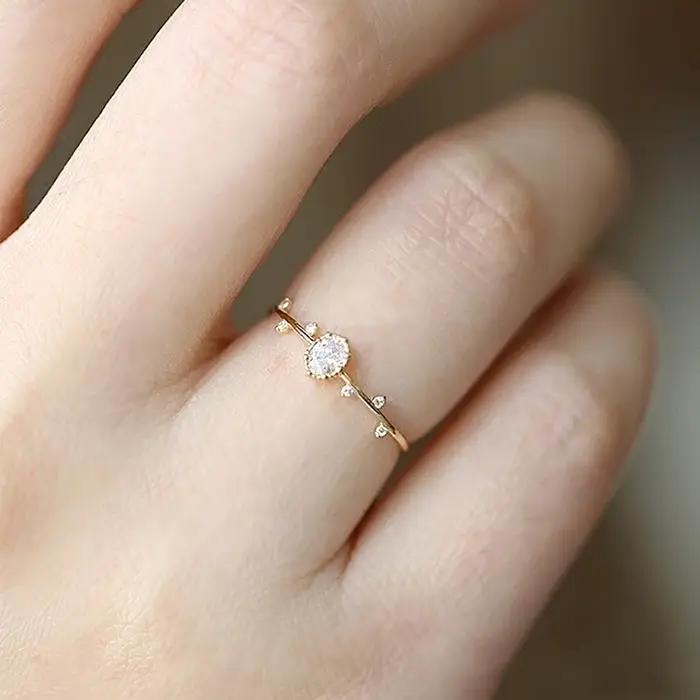 Huretailers-Bague en or pour femme, design du cuir chevelu, accessoire de fête féminin, bijoux chic,