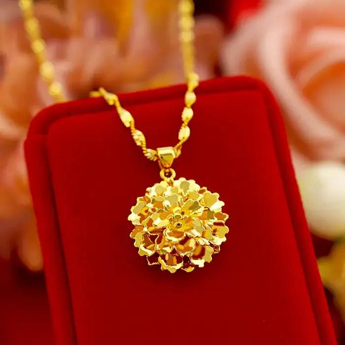 Collier multicouche en forme de fleurs pour femmes, couleur or véritable 18 carats, pour mariage, anniversaire, chaîne Fine, bijoux cadeaux, ne se décolore pas