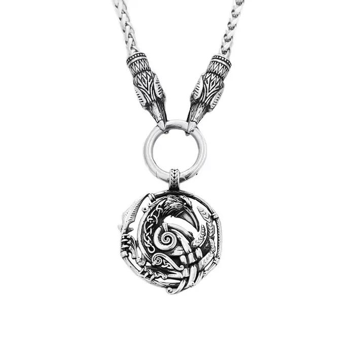 Collier pendentif corbeau Odin nordique, collier corbeau viking, amulette animale en acier inoxydable, bijoux de mode pour motards, cadeaux pour hommes et femmes