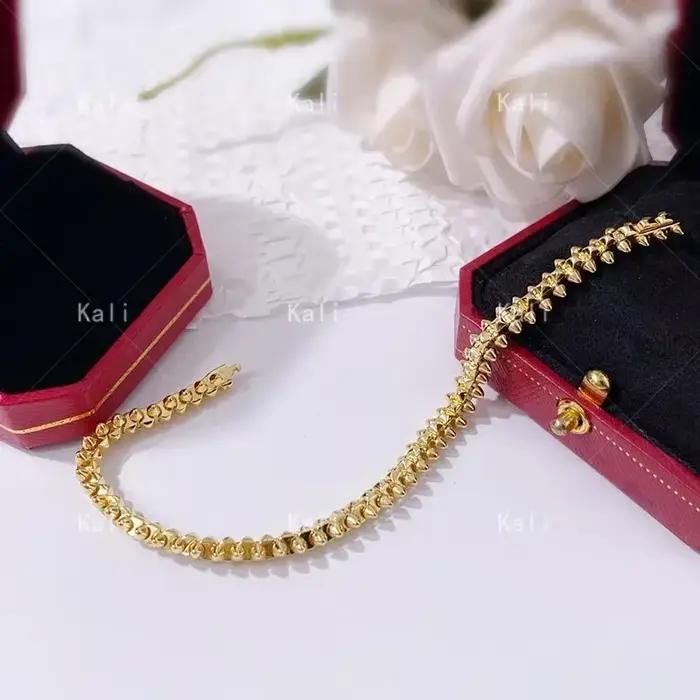 Bracelet à rivets en argent sterling 925 de marque classique, bijoux de luxe personnalisés pour femmes, cadeau de fête pour couple