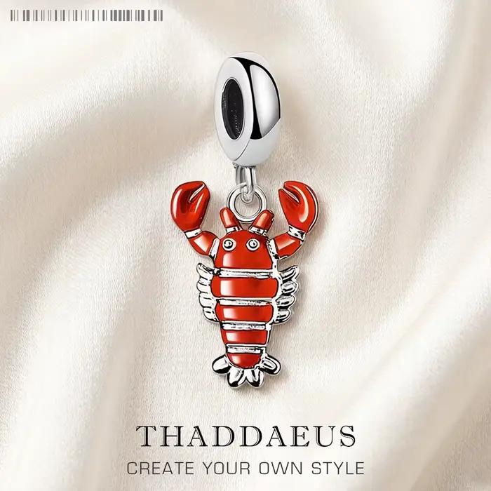 Pendentif Homard Rouge en Argent Sterling 925 Mignon et Romantique Idéal pour Fiançailles Mariages et Présents de Noël