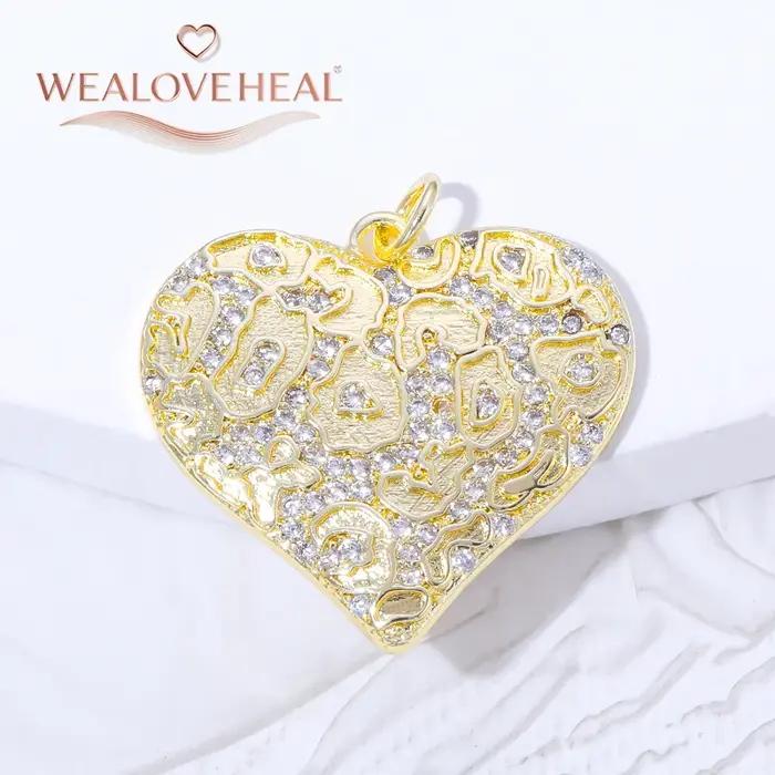Charme en Laiton Plaqué Or 18K avec Zircon Pavé Léopard Abstrait, Bijou Mode pour Créations Uniques Occasions Spéciales