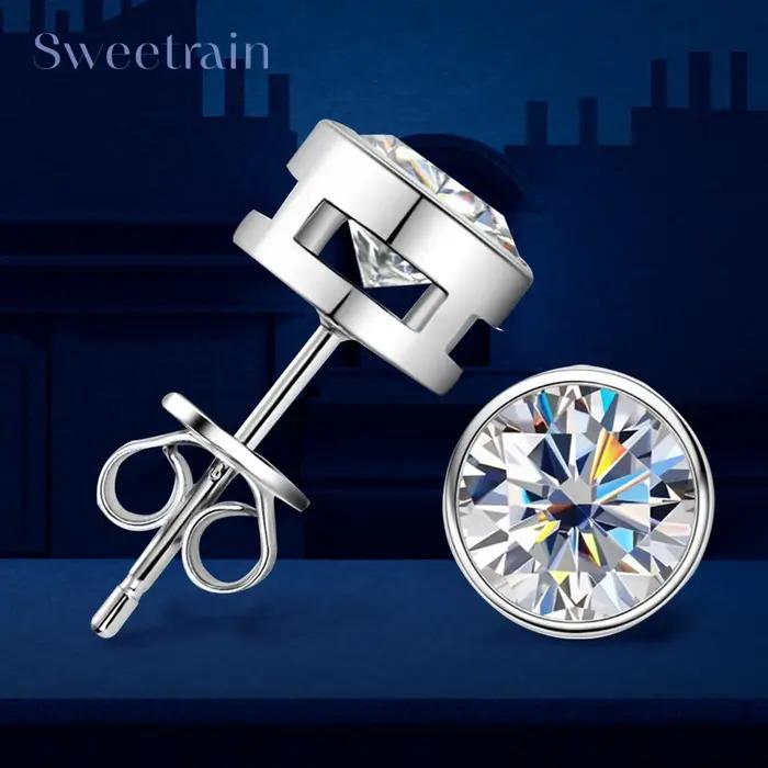 Boucles d'oreilles en moissonite 0.5-2ct plaquées en or jaune 18 carats pour mariage et occasions spéciales pour femme