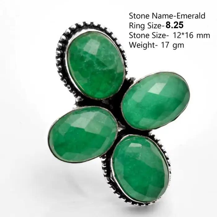 Bague en émeraudes véritables, bijoux pour femmes, cadeau