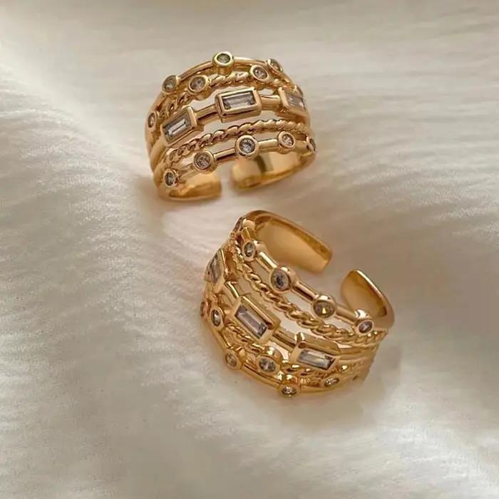 Nwe – bagues de soleil plaquées or 18 carats pour femmes