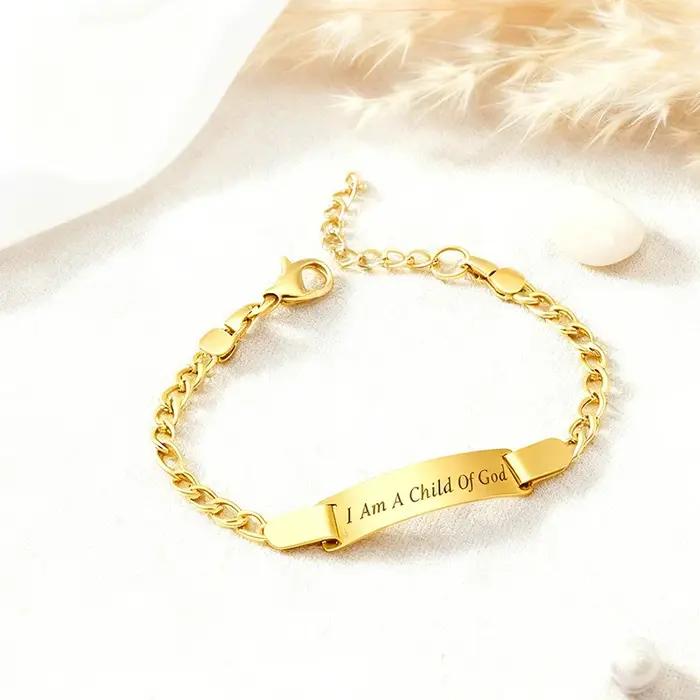 Bracelet en acier inoxydable plaqué or 18 carats pour enfants
