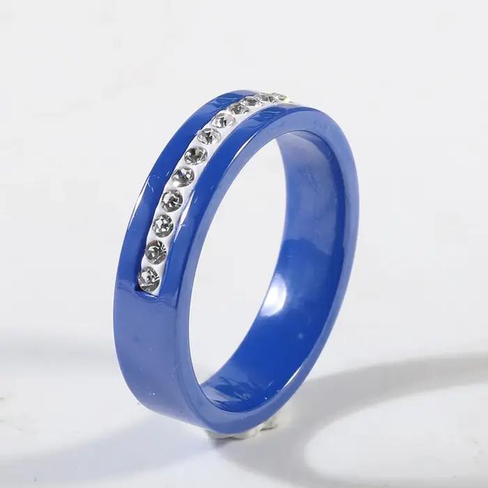 Bague à facettes en céramique dorée exquise pour femmes, 15 styles, mode minimaliste, matiques de couple, bandes de fiançailles, bijoux de mariage