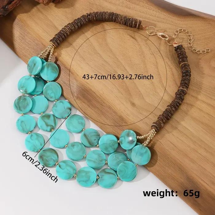 Collier Multicouche Perlé Fait Main en Perles Acryliques et Bois Géométriques Rondes Tendance Zara 2026 pour Femme – Bijou de Cou Idéal pour les Vacances d'Été