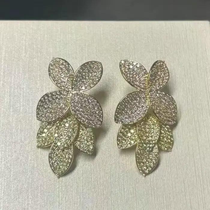 Boucles d'oreilles Bilincolor en cuivre plaqué, zircone cubique, motifs géométriques, pour femmes, style moderne, occasions spéciales